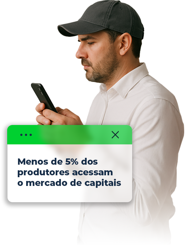 Produtor rural utilizando celular